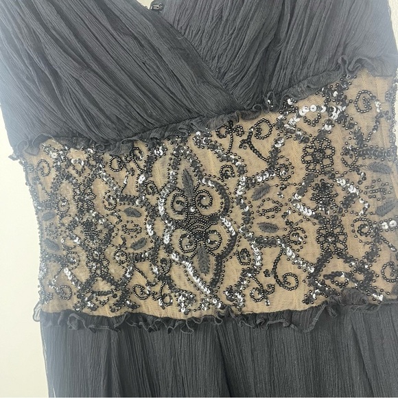 Tadashi Vintage Black Silk Sequin A-Line Fit & Flare Cocktail Dress | Size 6 - Picture 4 of 8